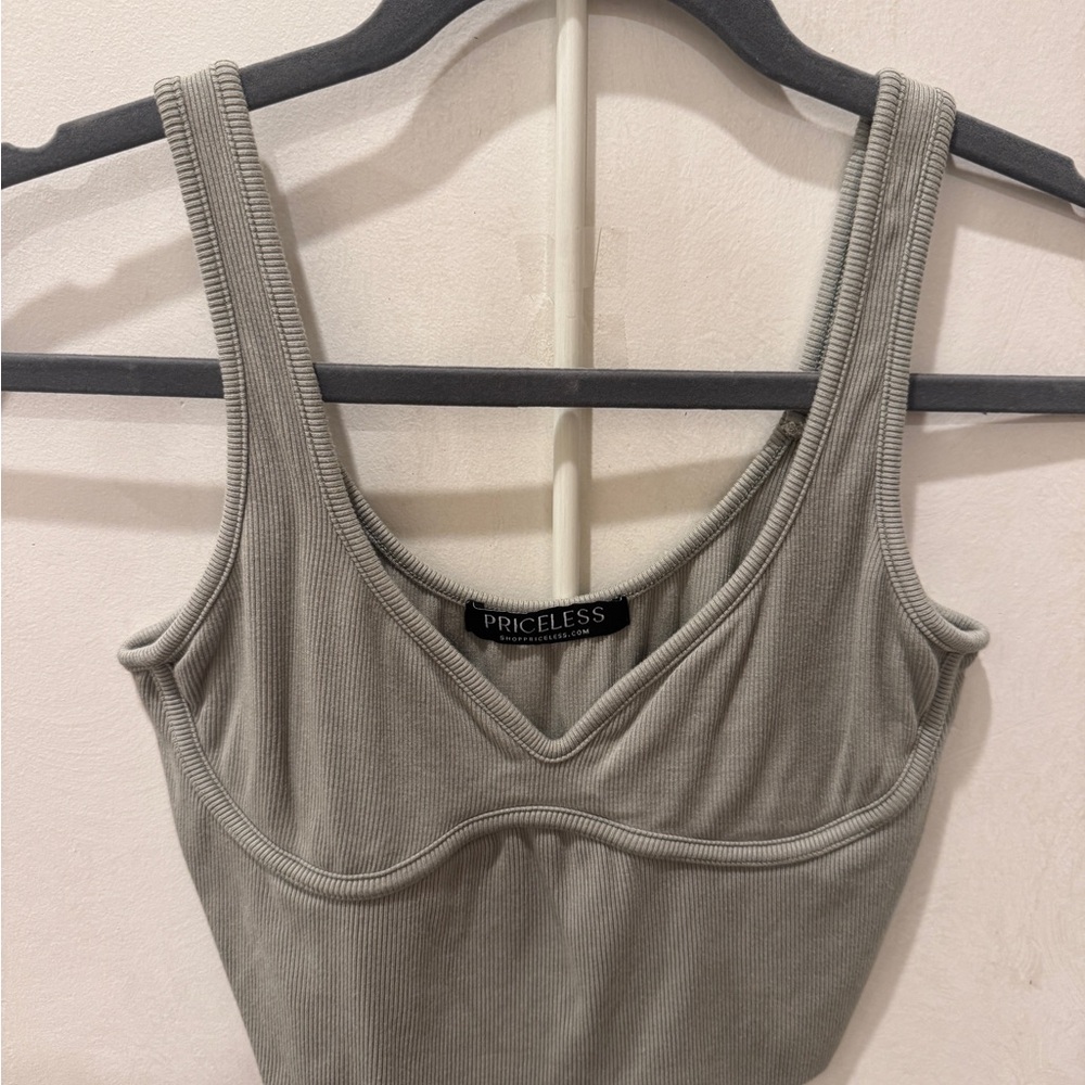 Priceless Ribbed Tank Top in Sage